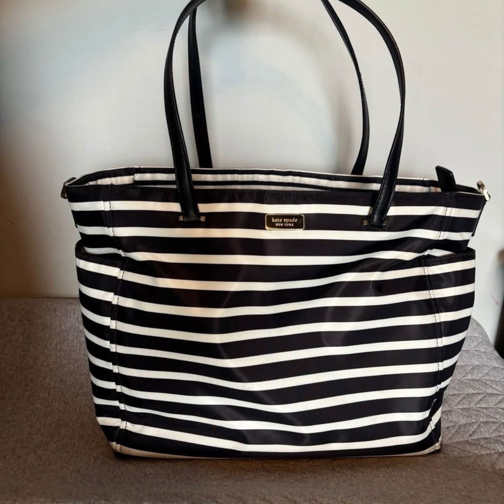 Kate Spade Black and White Nautical Stripe diaper bag